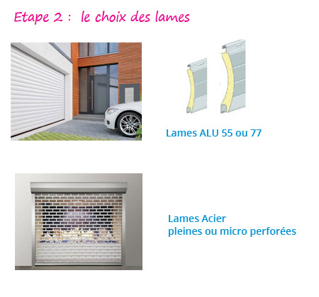 Porte de garage à enroulement : Lames aluminium 55 - aluminium 77 - Acier 