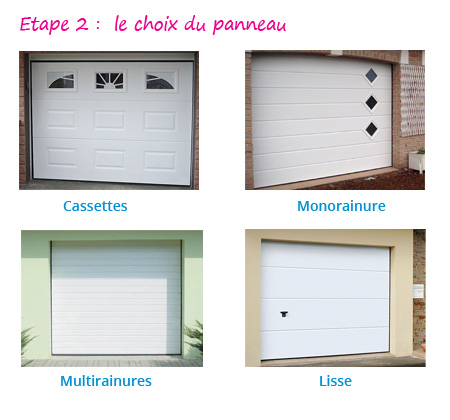 Portes de garage sectionnelles : Cassettes - Monorainure - Multirainures - Lisse