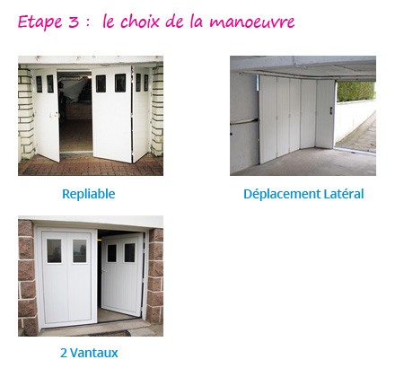 Porte de garage à vantaux : Repliable - Déplacement latéral - 2 vantaux